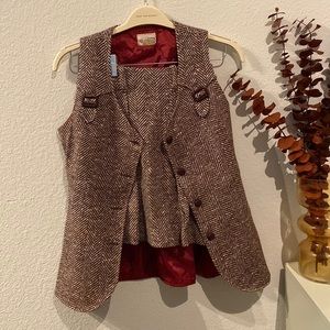 Vintage Wool Mini Skirt and Vest Set